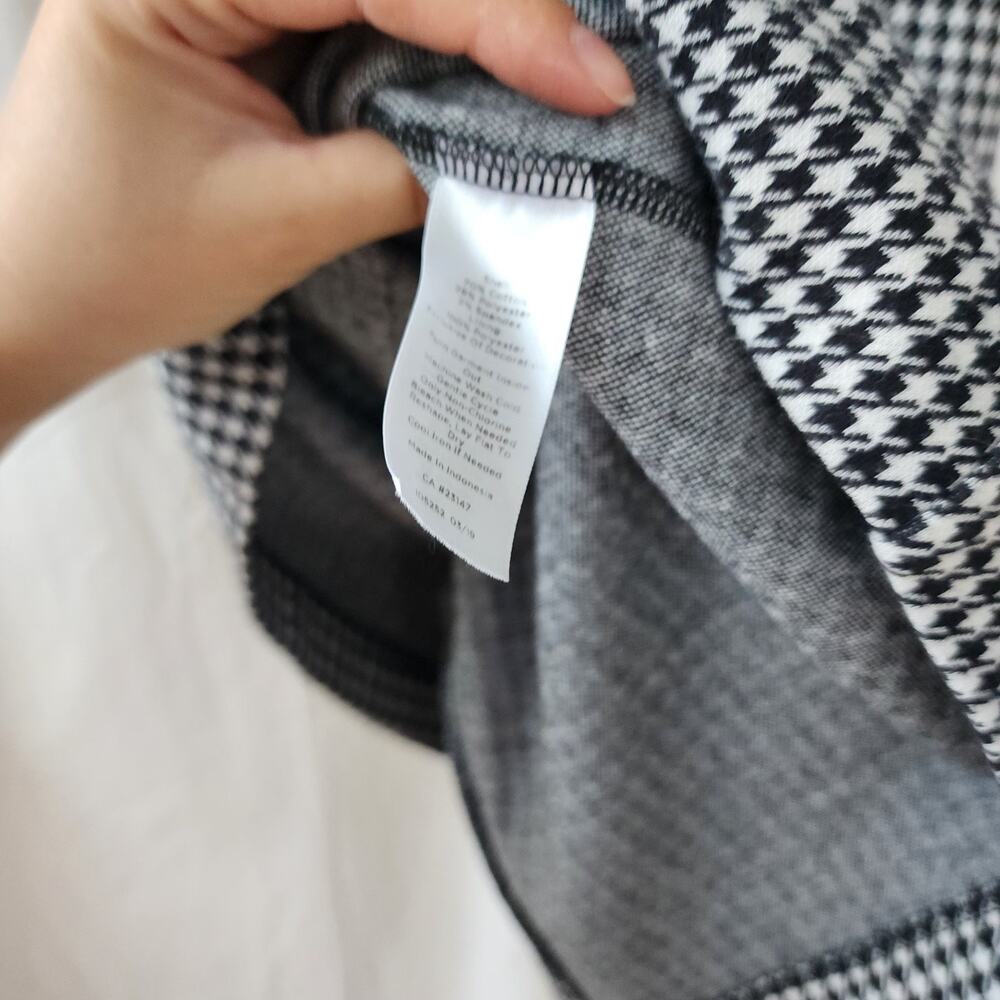 Talbots Women's 10 Houndstooth Ponte Midi Dress Black White Bow Festive Preppy - Picture 10 of 11